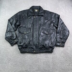 Vintage Leather & Soul Jacket‎ Mens Medium Black Patchwork Bomber Biker Moto